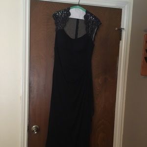 Floor length navy dress. Worn once to wedding.